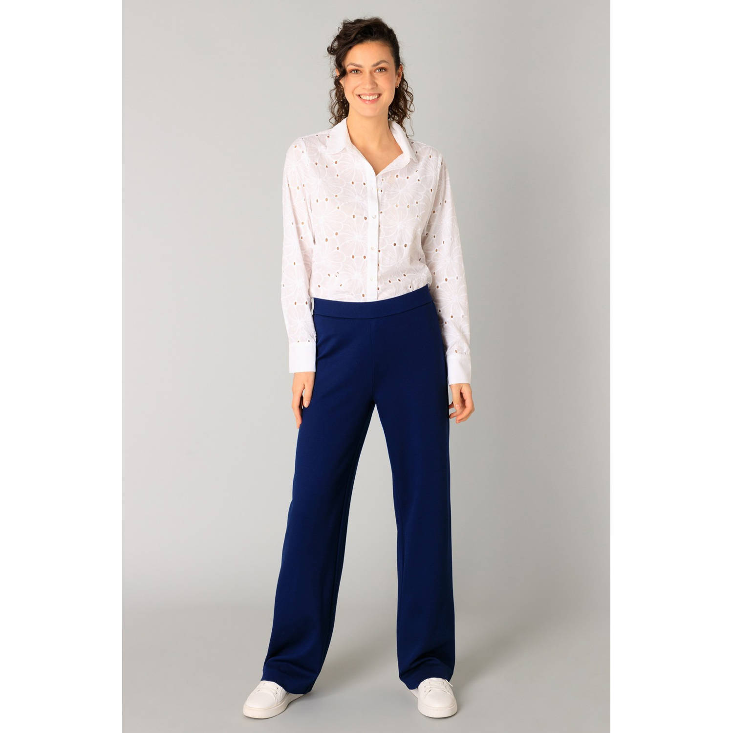 Yest wide leg regular waist broek donkerblauw