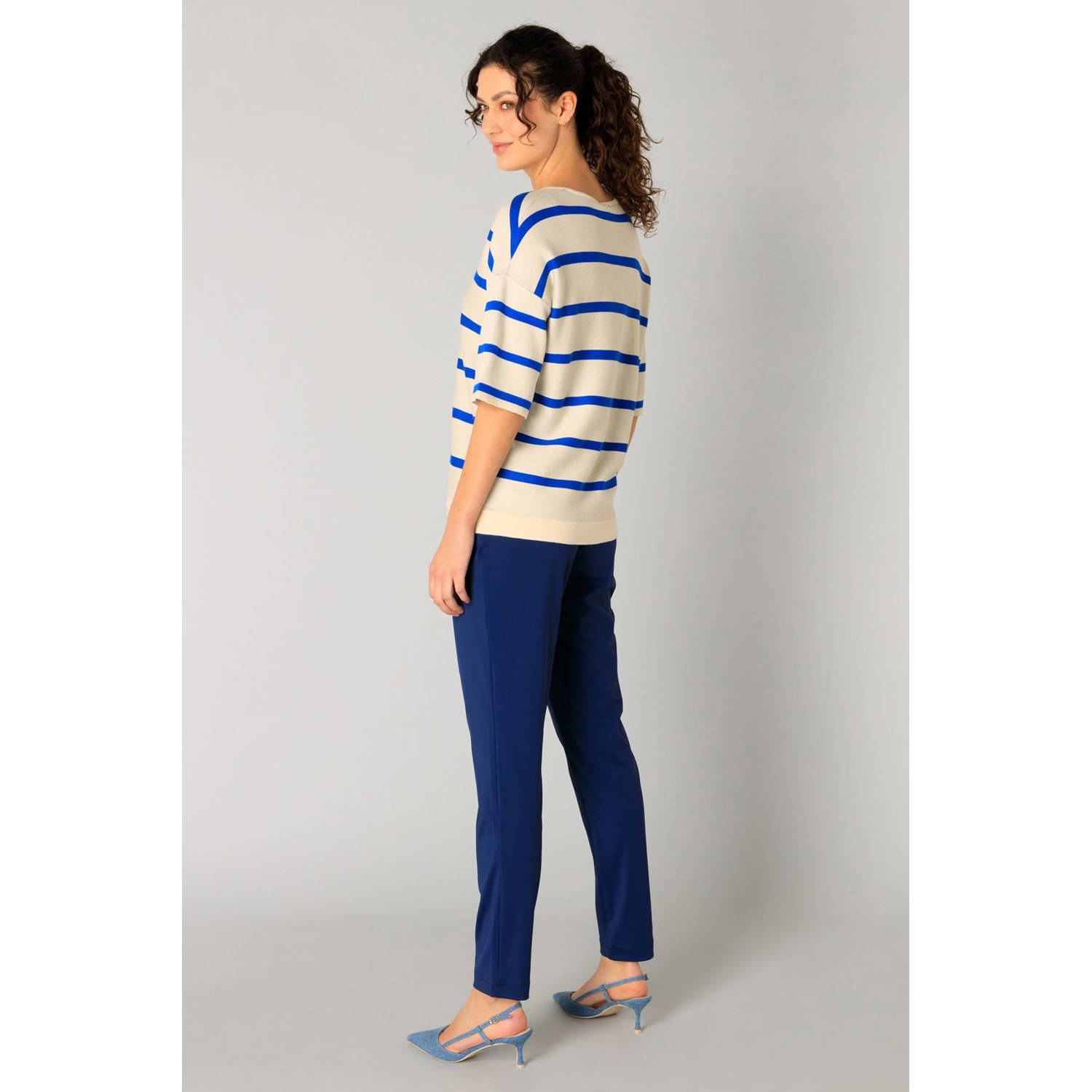 Yest broek travelstof donkerblauw