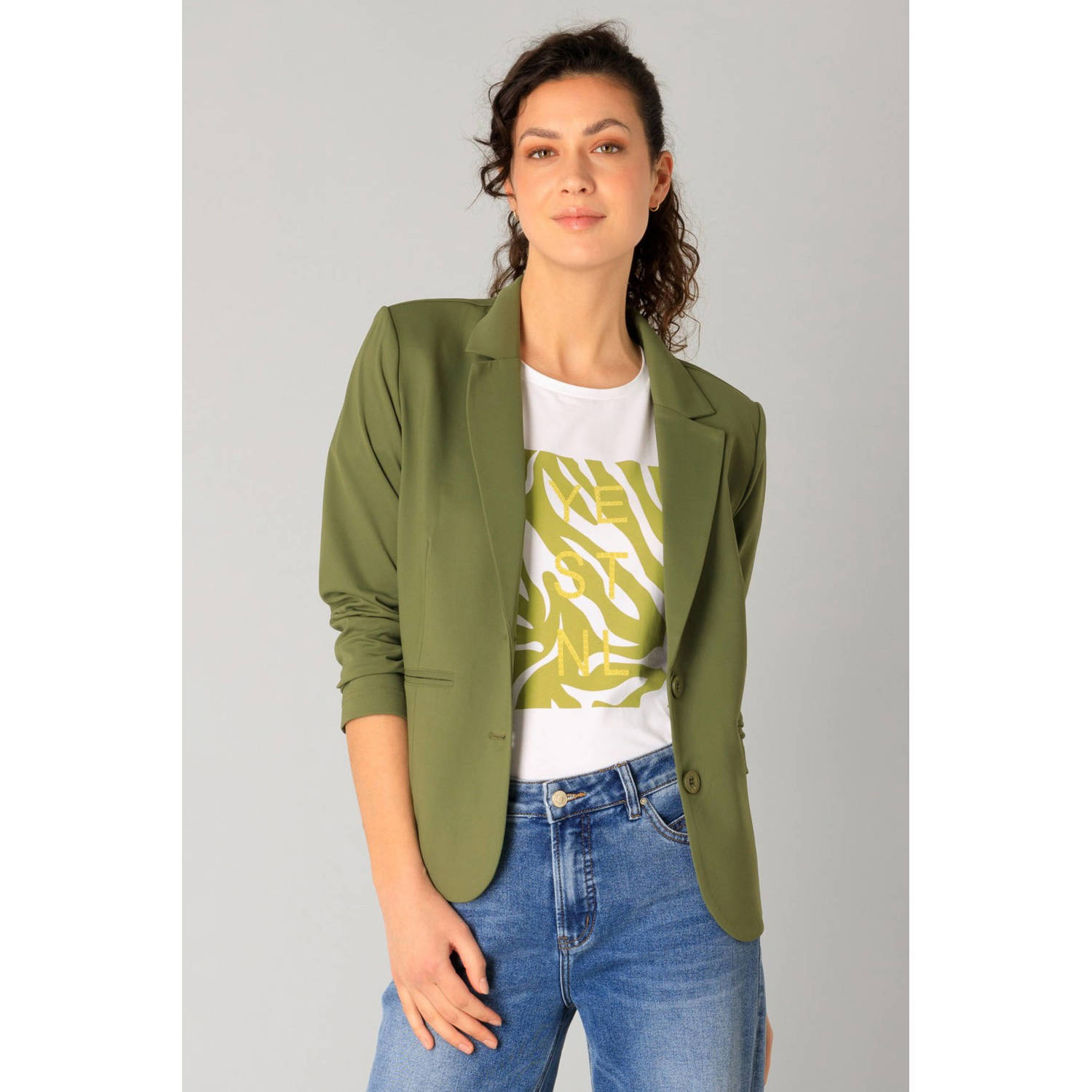 Yest getailleerde blazer donkergroen