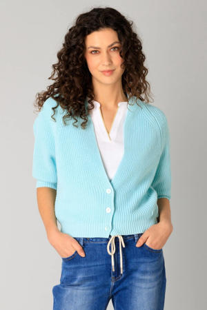 gebreid vest turquoise