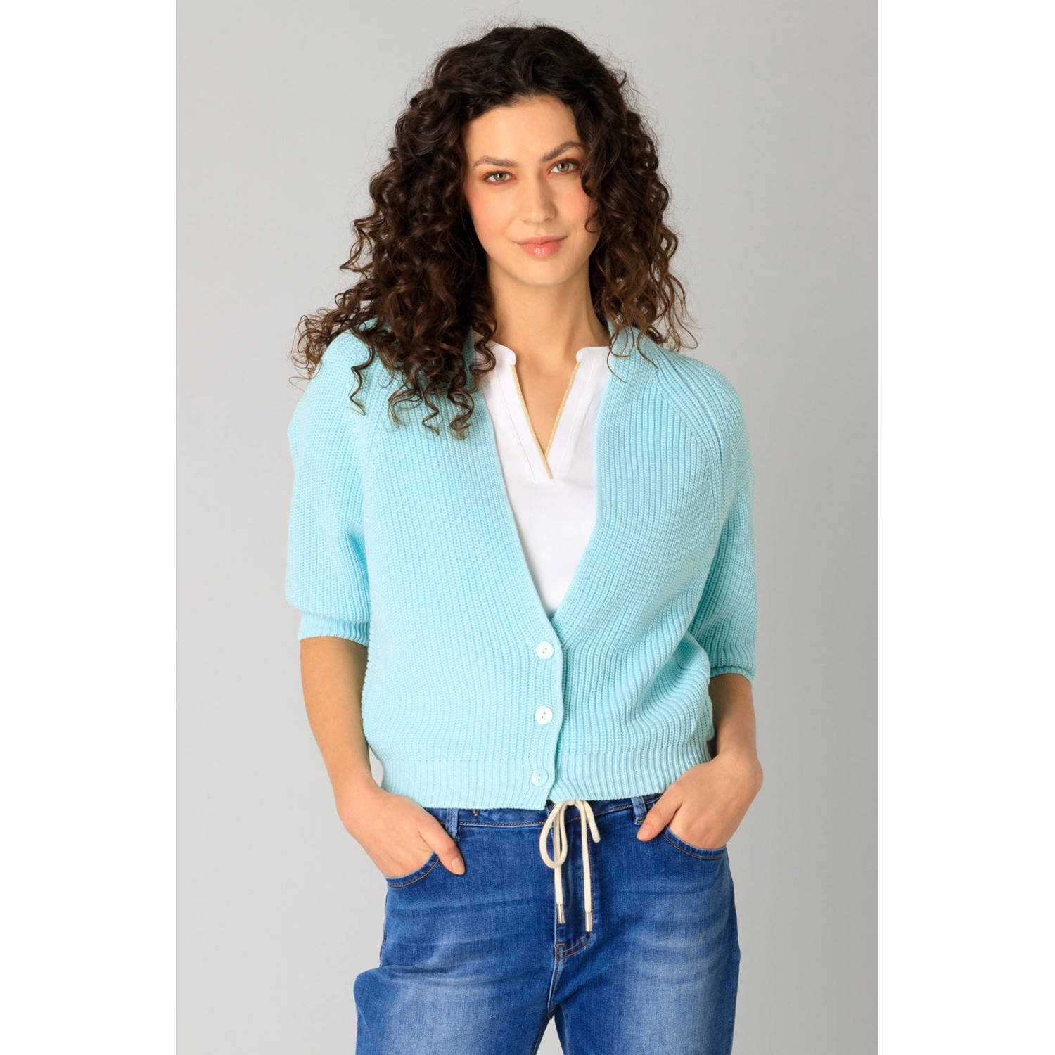 Yest gebreid vest turquoise