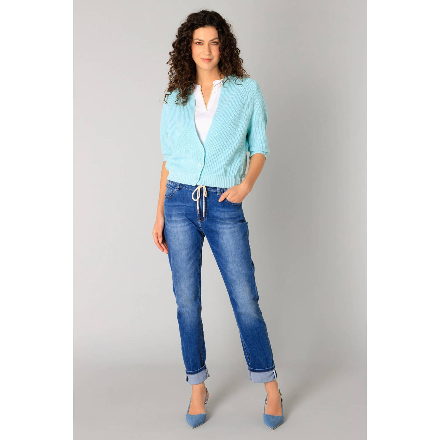 Yest gebreid vest turquoise