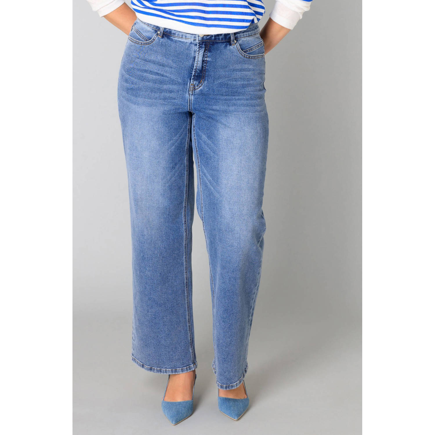Yesta regular waist regular fit jeans medium blue denim