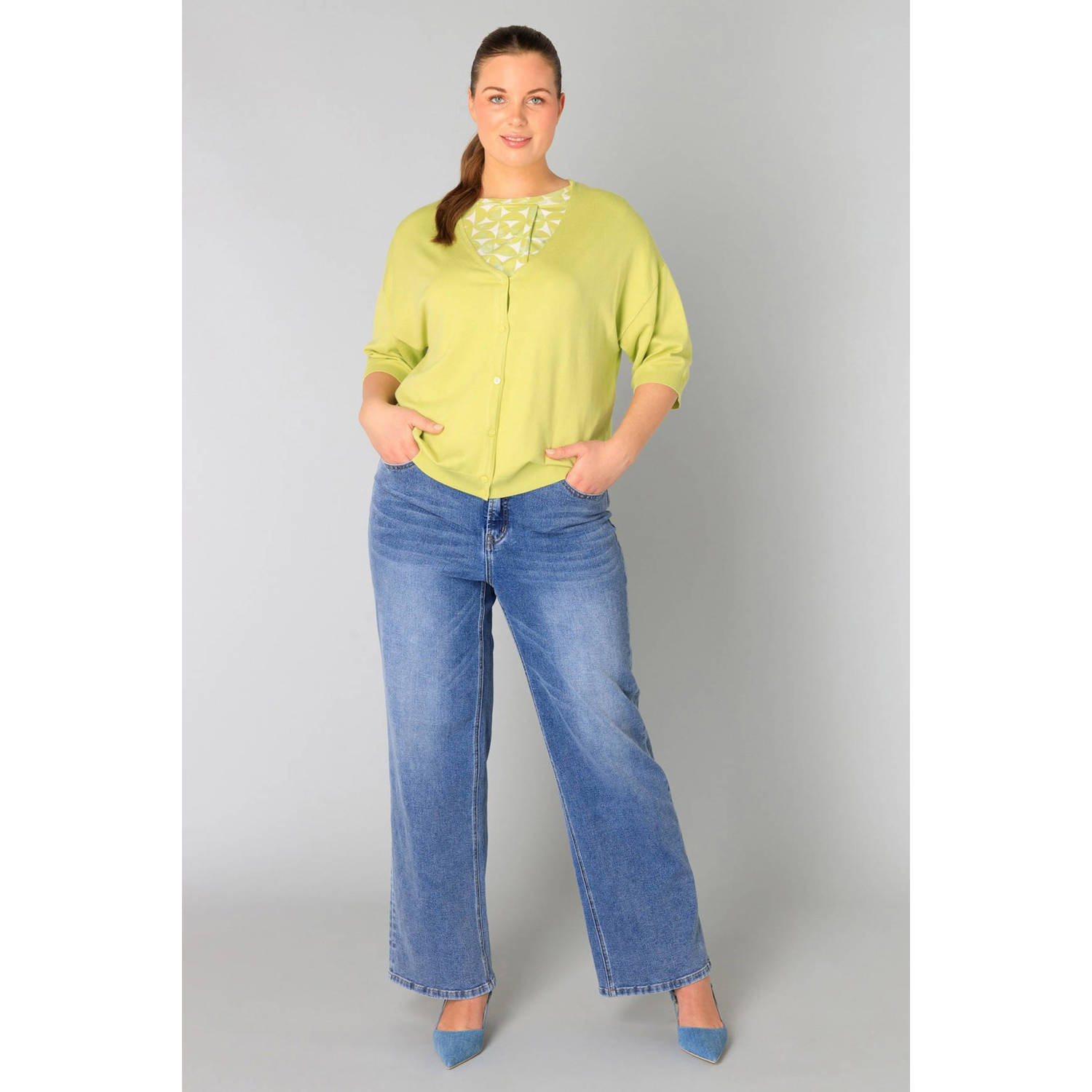 Yesta regular waist regular fit jeans medium blue denim