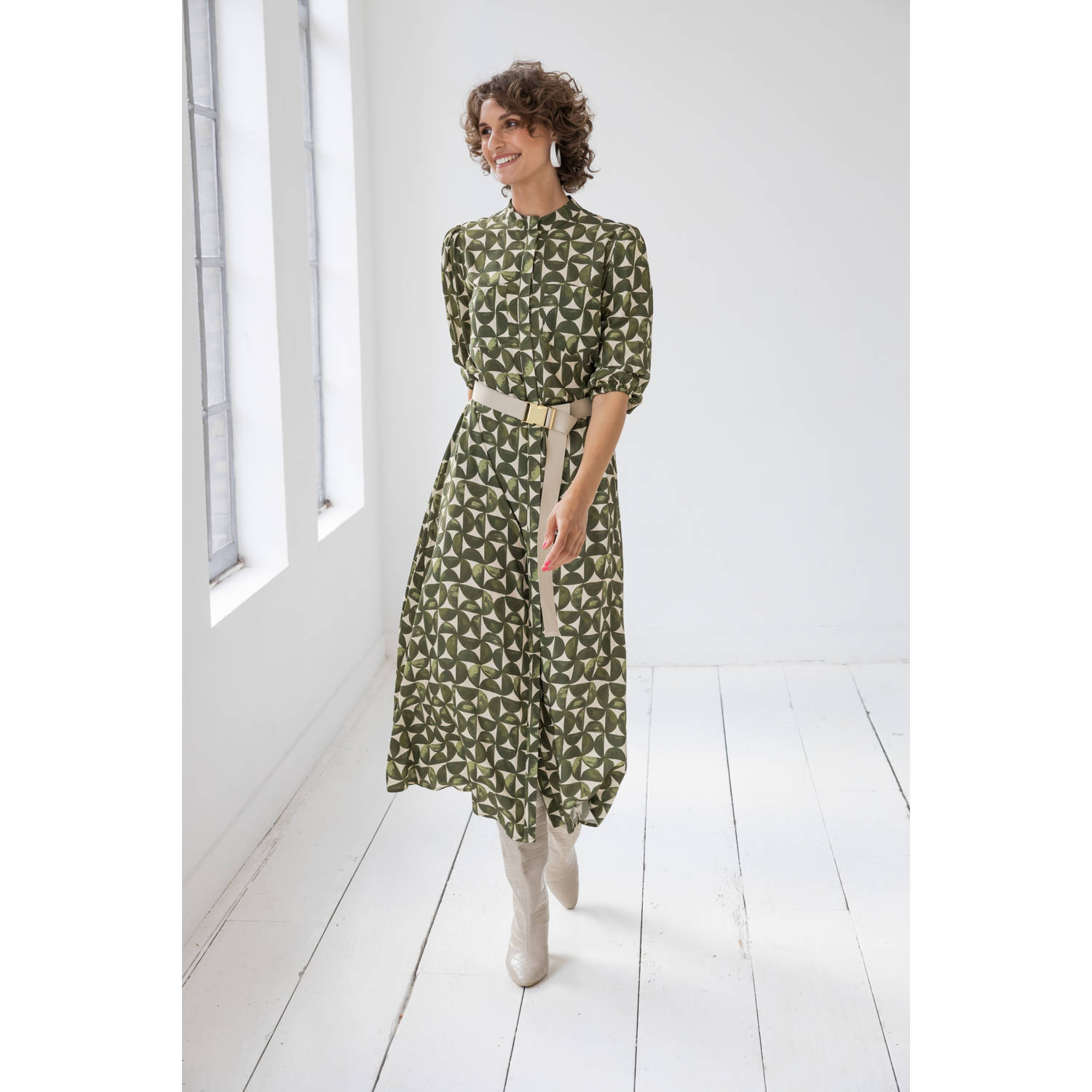 Yesta blousejurk limegroen
