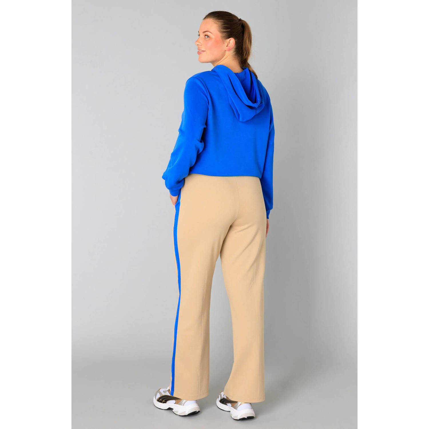 Yesta wide leg regular waist broek beige