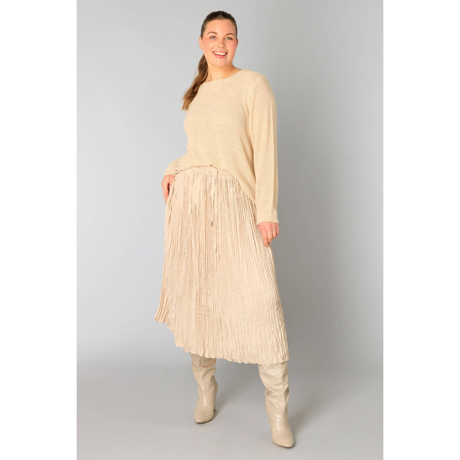 Yesta gebreide trui beige