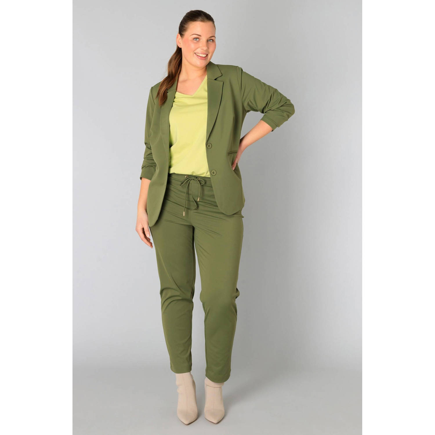 Yesta regular blazer olijfgroen