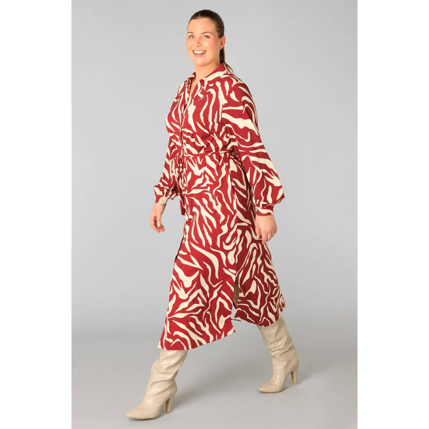 Yesta blousejurk roodbruin