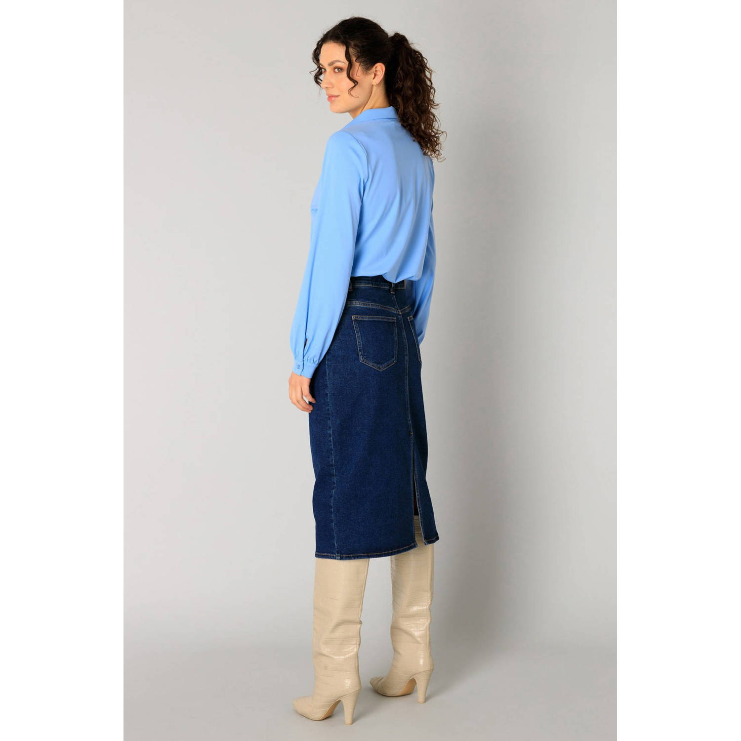 Yest blouse travelstof blauw