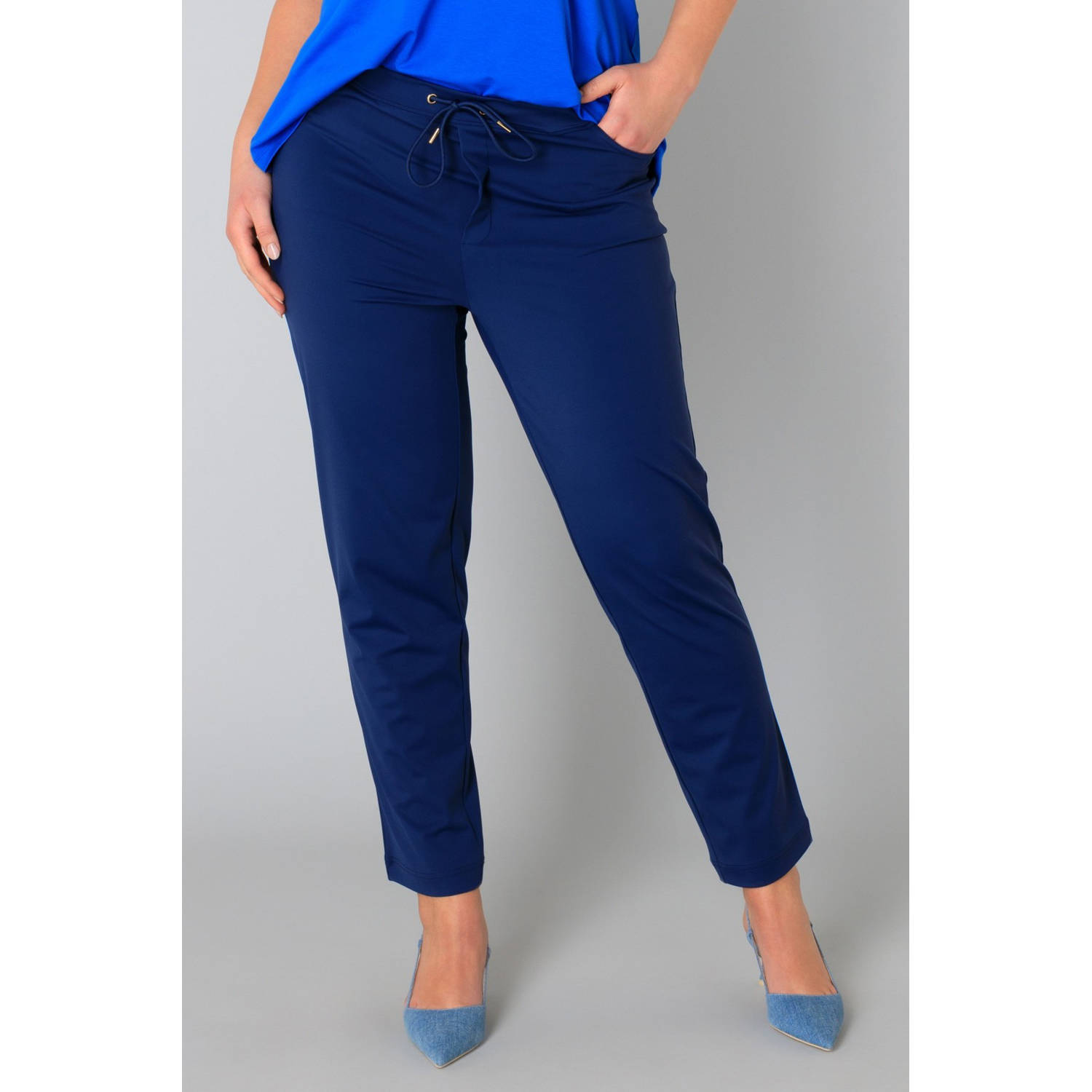 Yesta regular waist broek marine