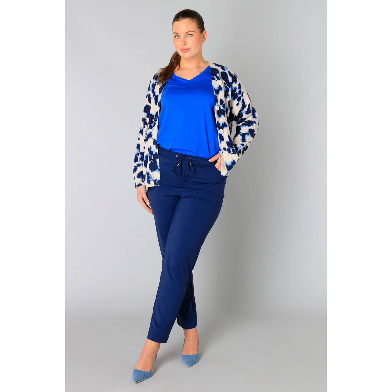 Yesta regular waist broek marine