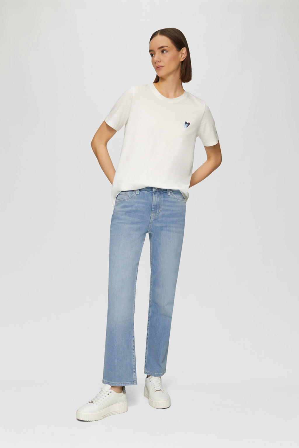 s.Oliver regular waist bootcut jeans medium blue denim