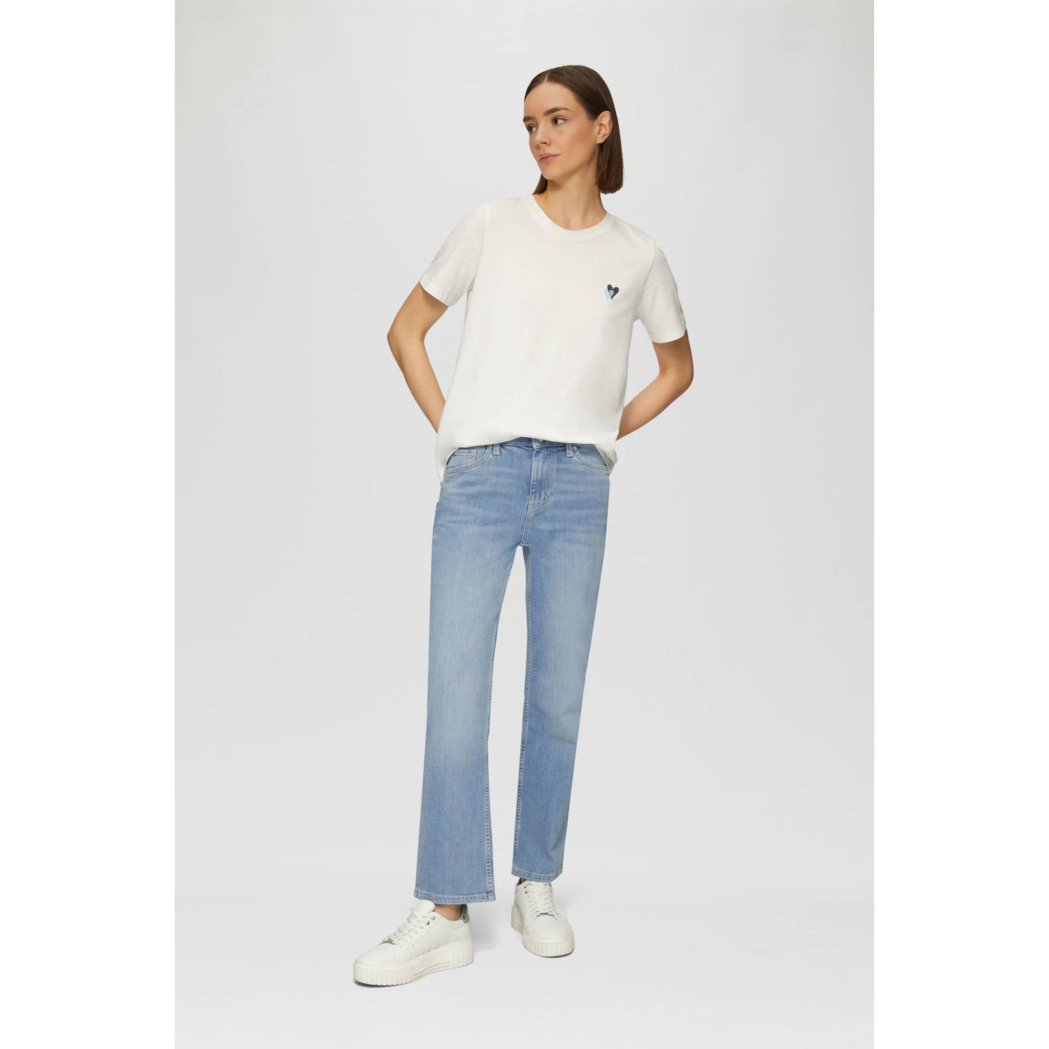s.Oliver regular waist bootcut jeans medium blue denim