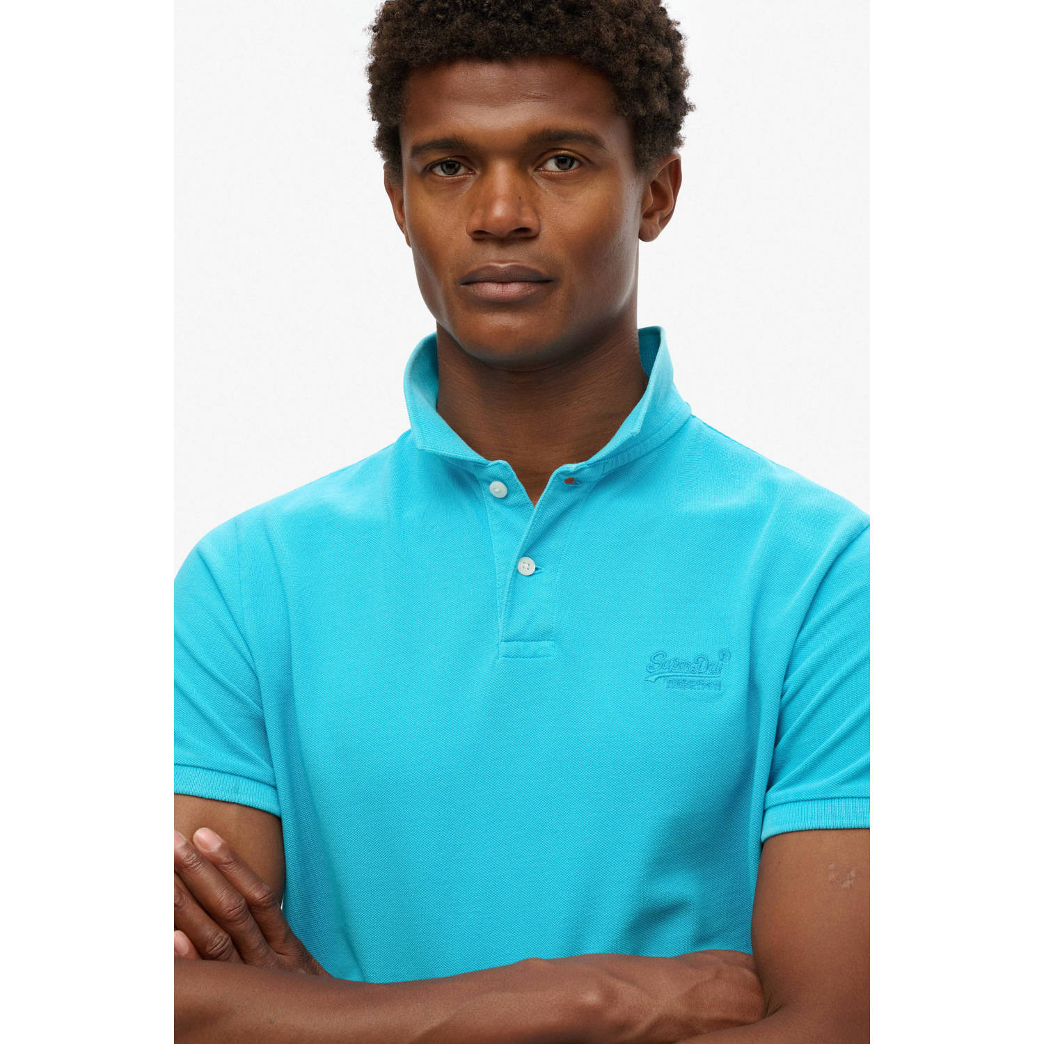 Superdry regular polo lichtblauw