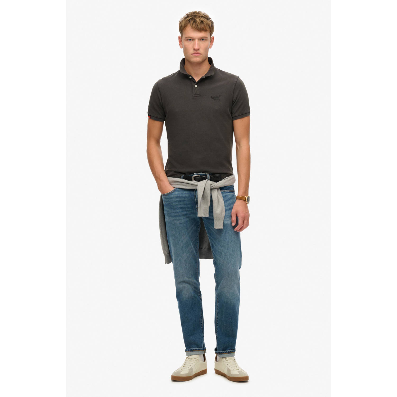 Superdry regular polo antraciet