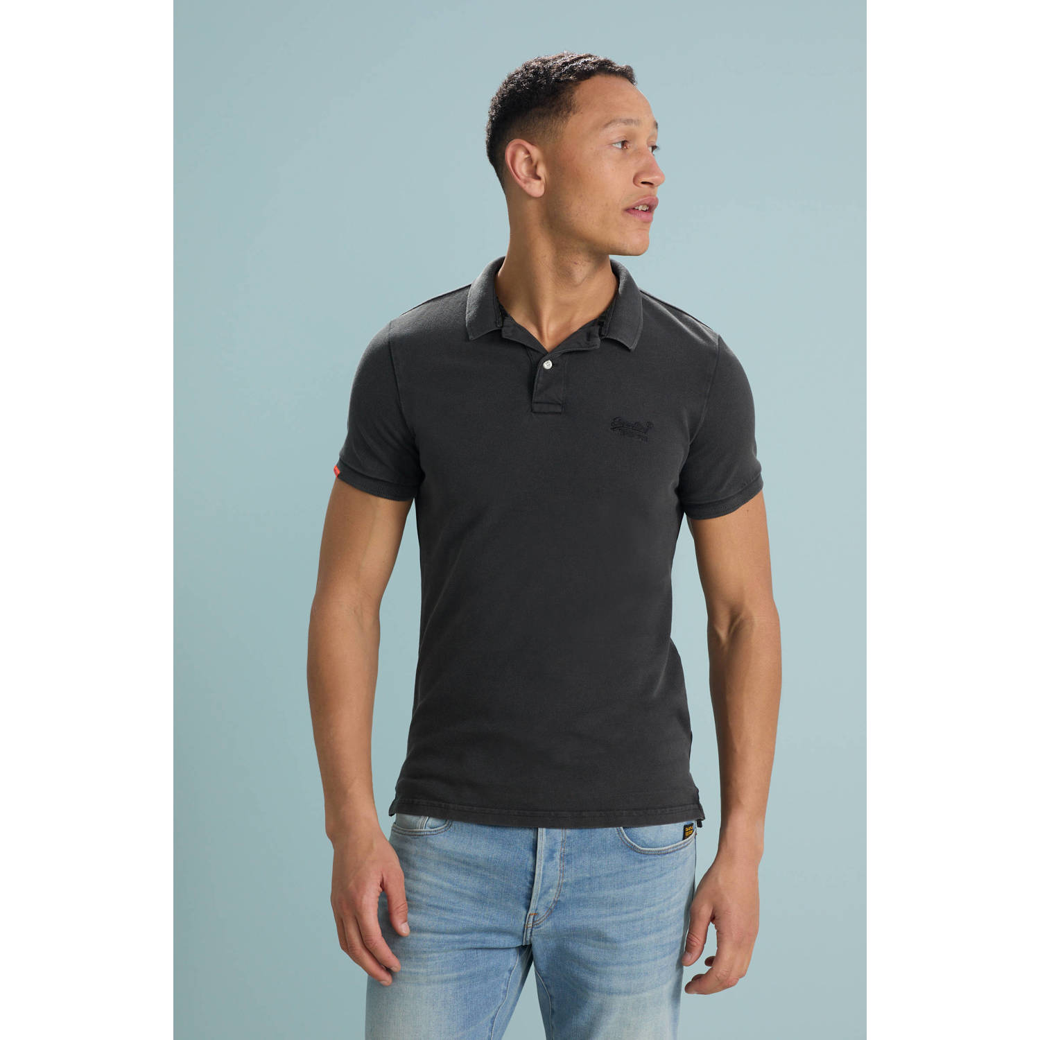 Superdry regular polo antraciet