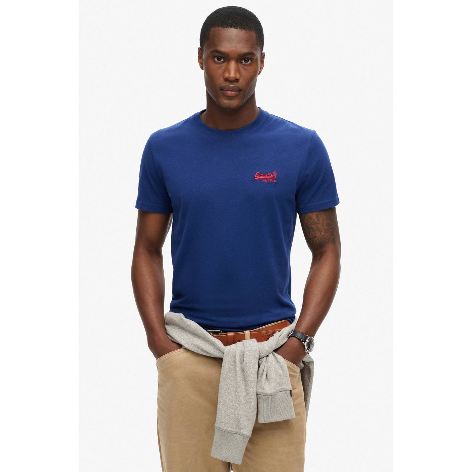 Superdry slim fit t-shirt donkerblauw