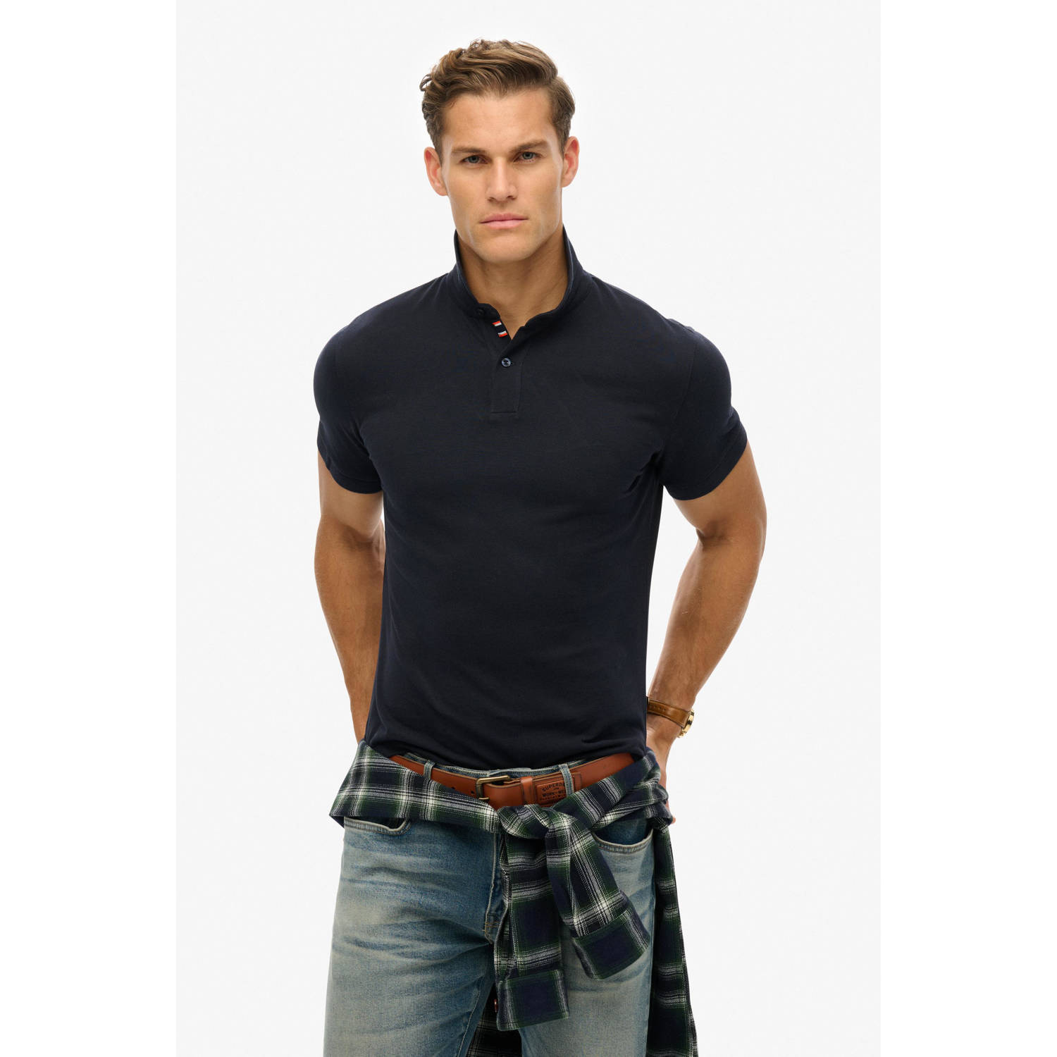 Superdry regular polo donkerblauw