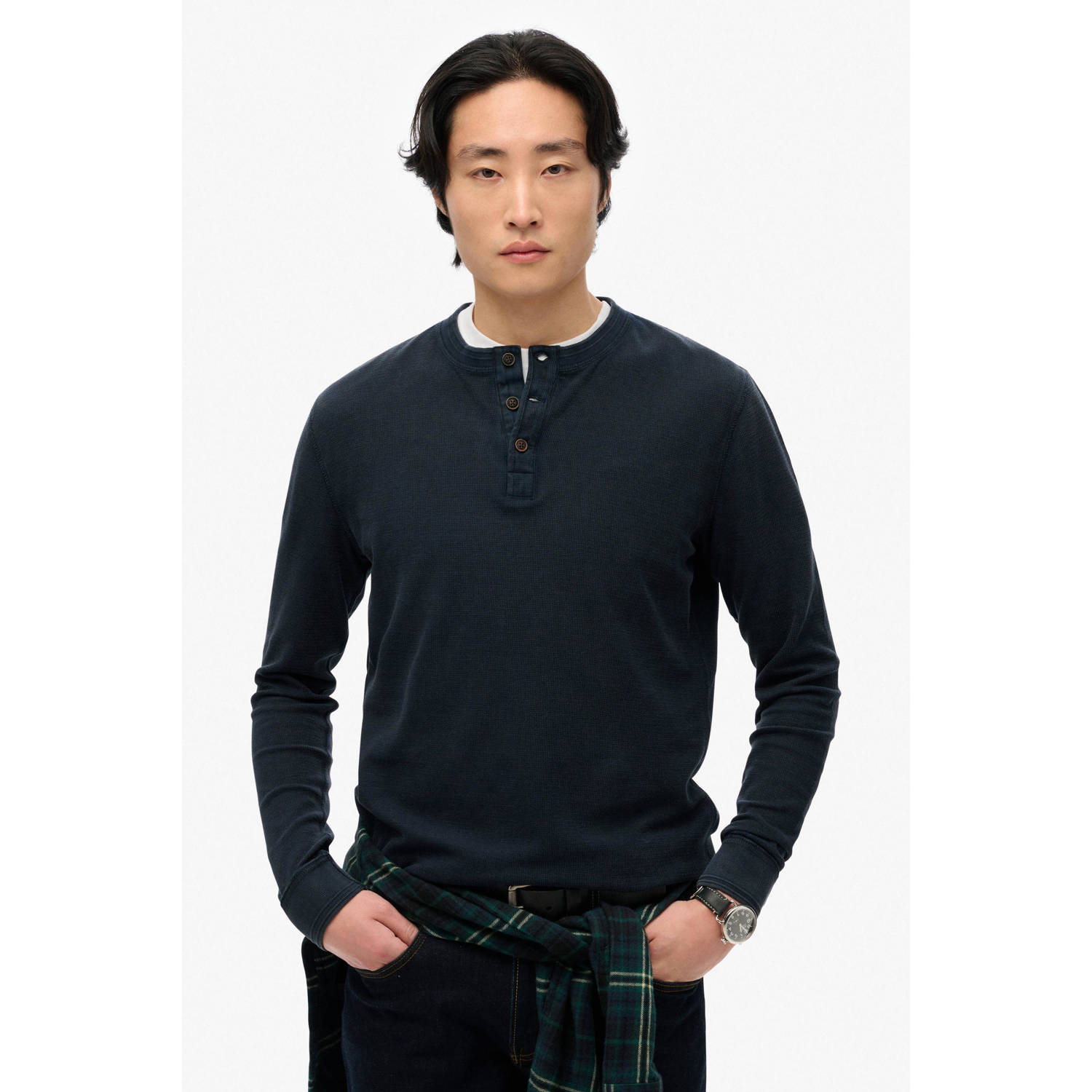 Superdry longsleeve T-shirt donkerblauw