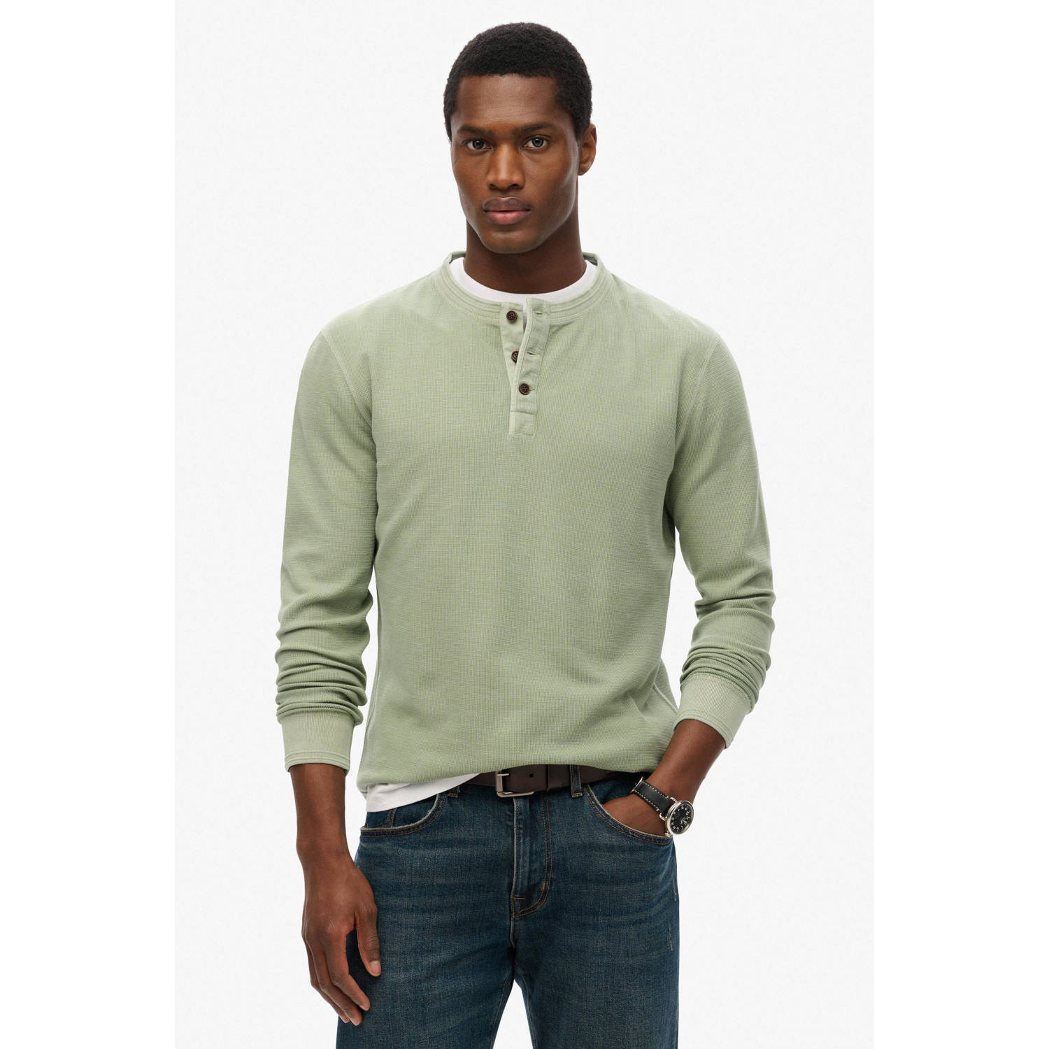 Superdry longsleeve t-shirt lichtgroen
