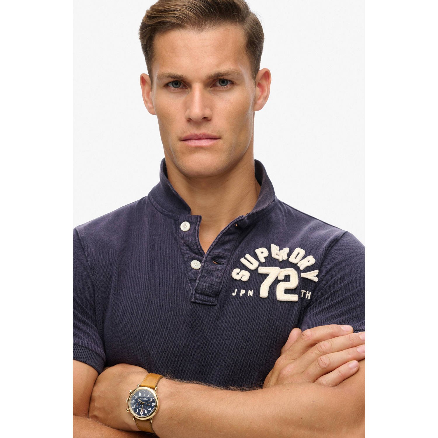 Superdry regular polo donkerblauw