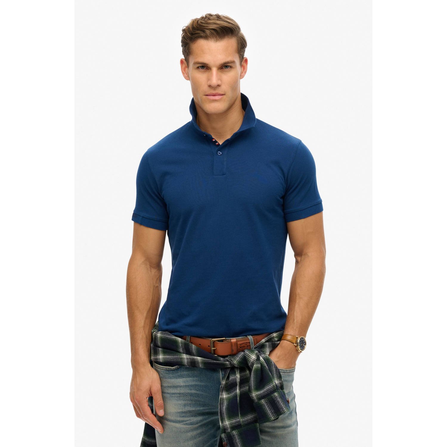Superdry regular polo blauw