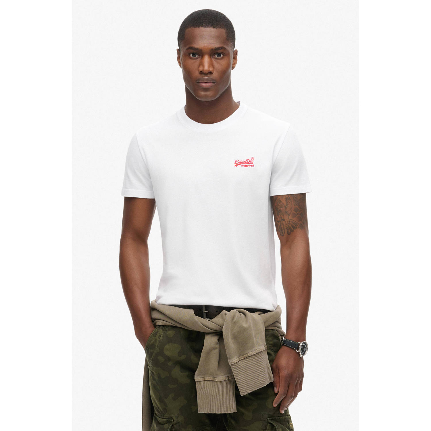 Superdry T-shirt Korte Mouw Essentieel EMB-T-shirt met logo