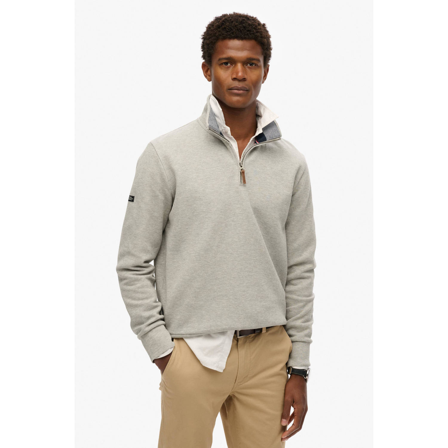 Superdry Sweater Sweatshirt en piqué à col zippé Core