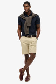thumbnail: Donkerblauwe heren Superdry regular polo van katoen met effen, korte mouwen en klassieke kraag