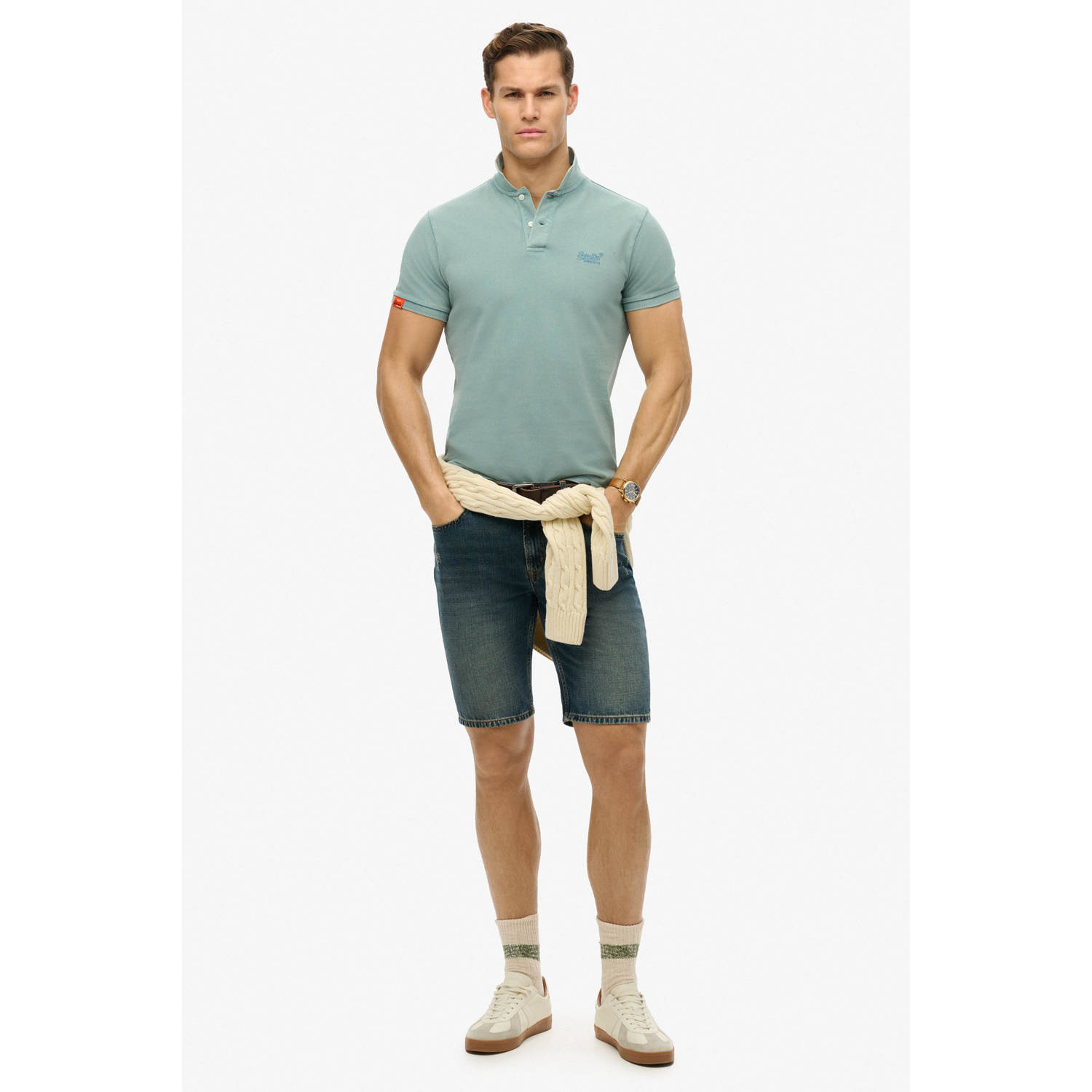 Superdry regular polo grijsblauw