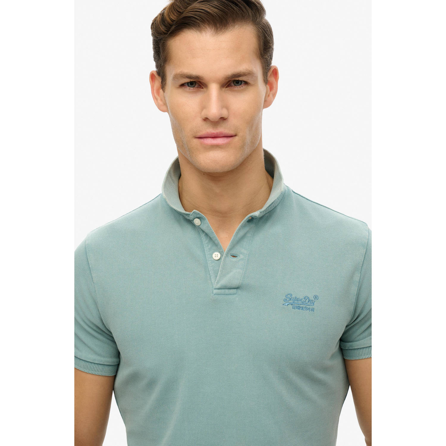 Superdry regular polo grijsblauw