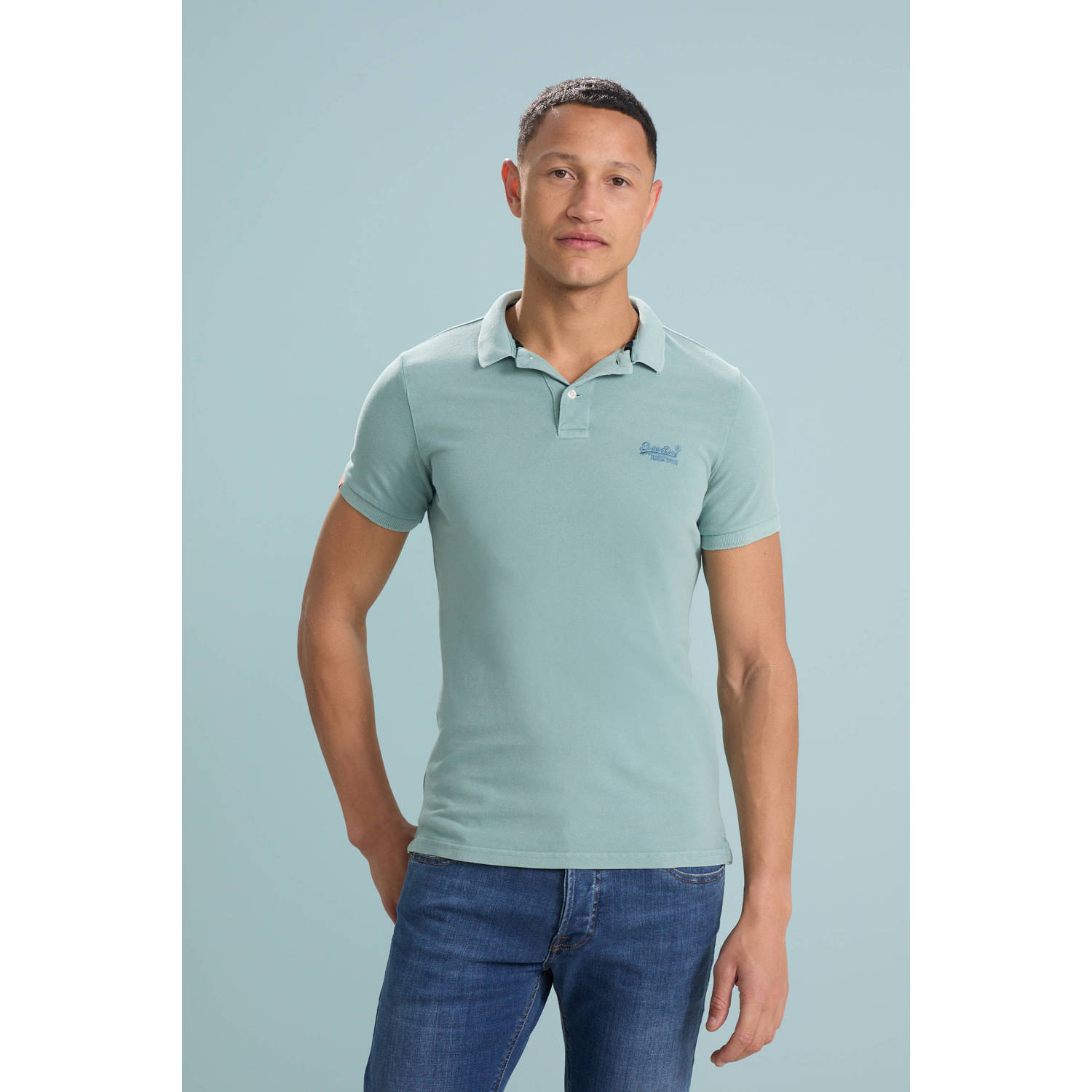 Superdry regular polo grijsblauw