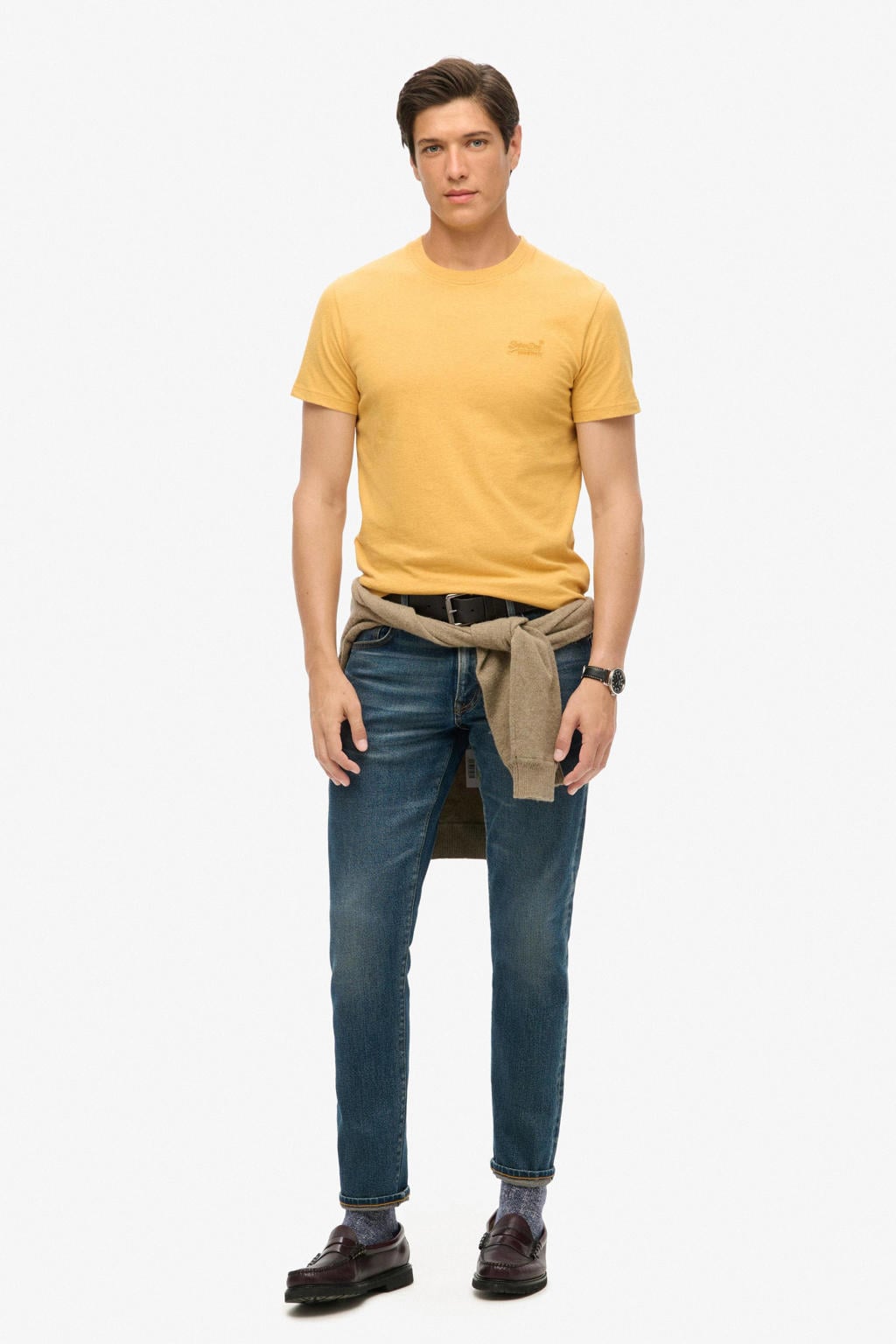 Superdry slim fit t-shirt geel