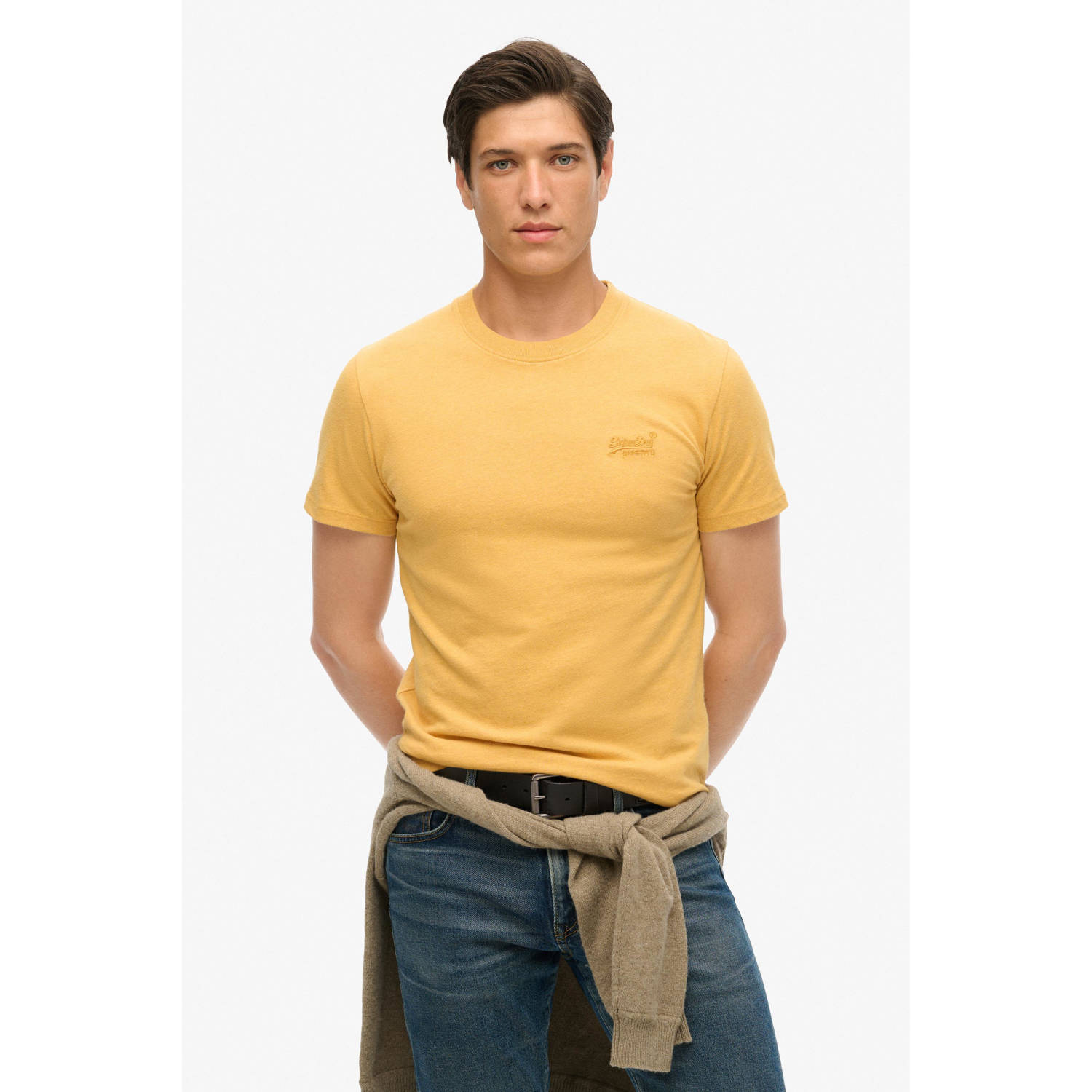 Superdry slim fit t-shirt geel