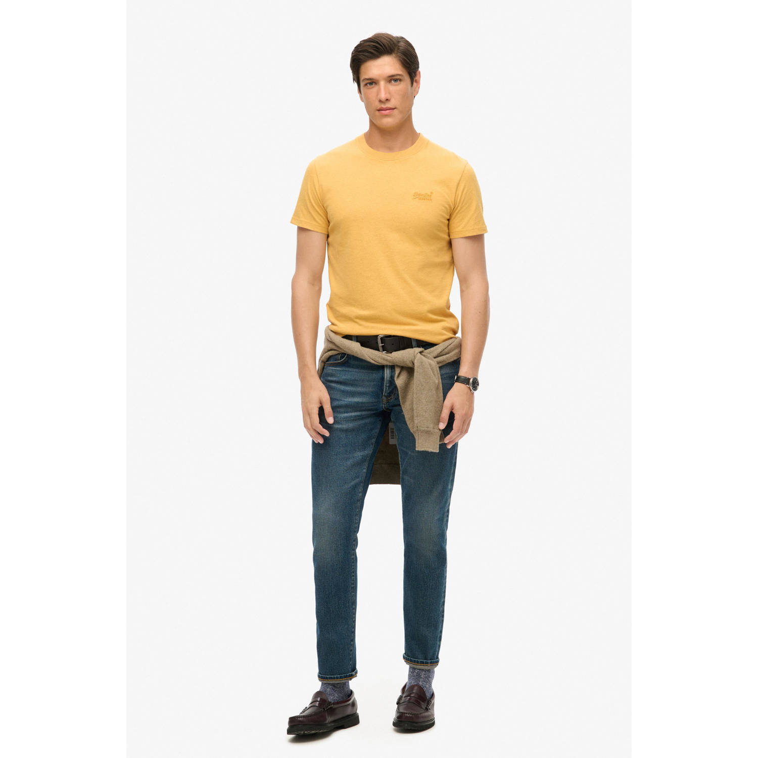 Superdry slim fit t-shirt geel