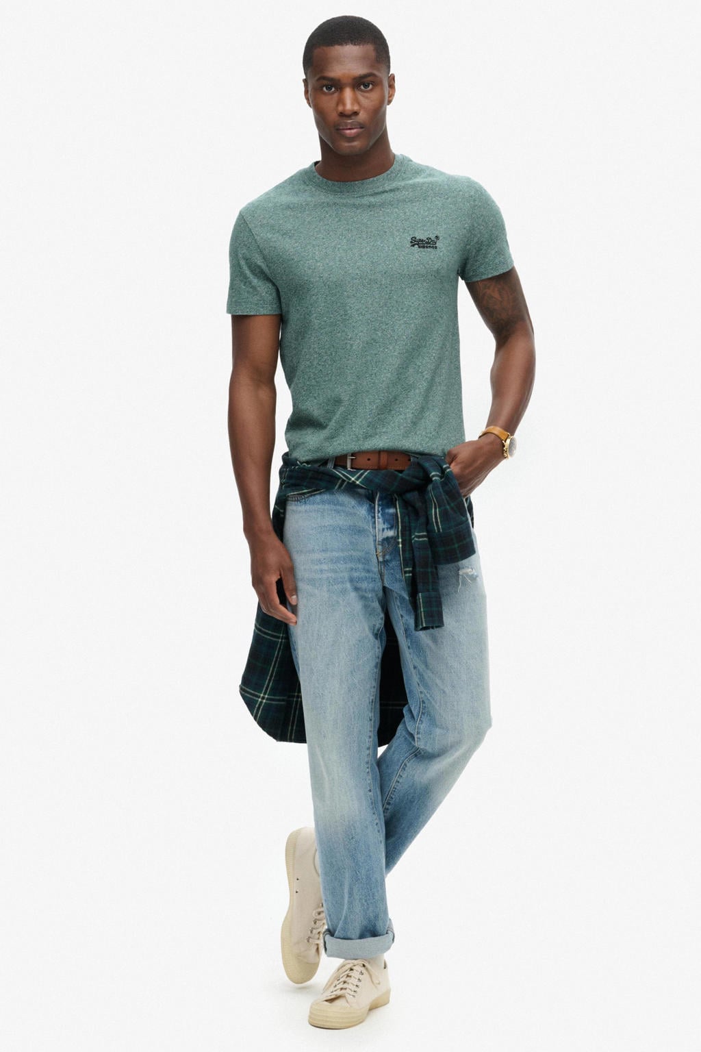 Superdry slim T-shirt groen