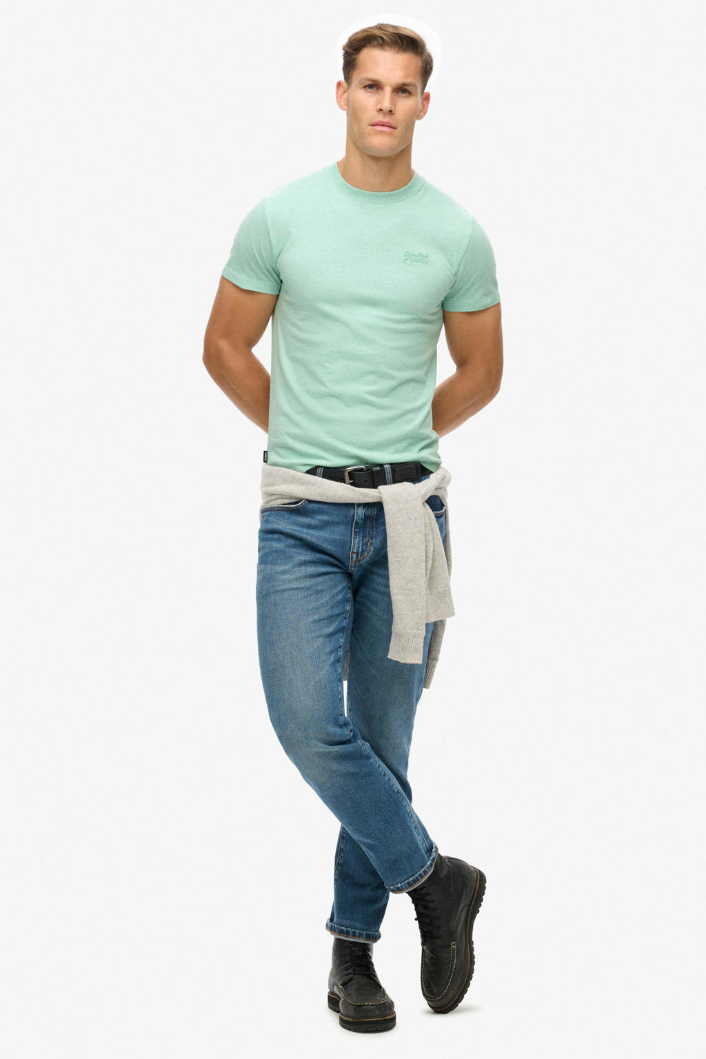 Superdry slim fit t-shirt mintgroen