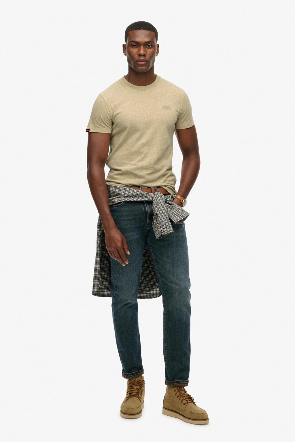 Superdry slim fit t-shirt lichtbruin