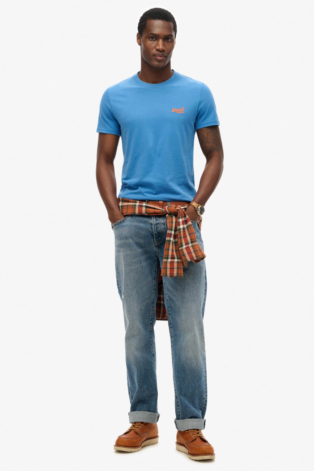 Superdry slim fit t-shirt blauw