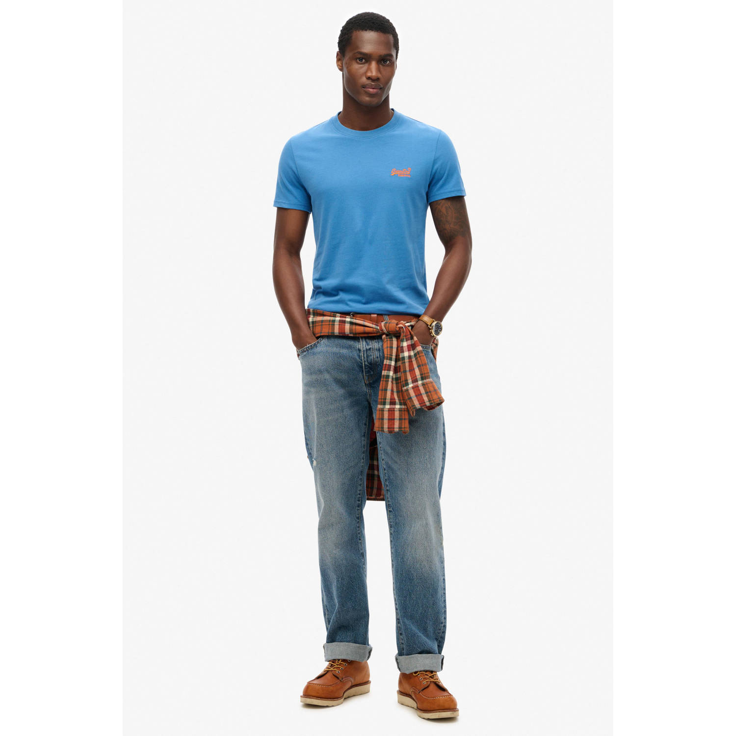 Superdry slim fit t-shirt blauw