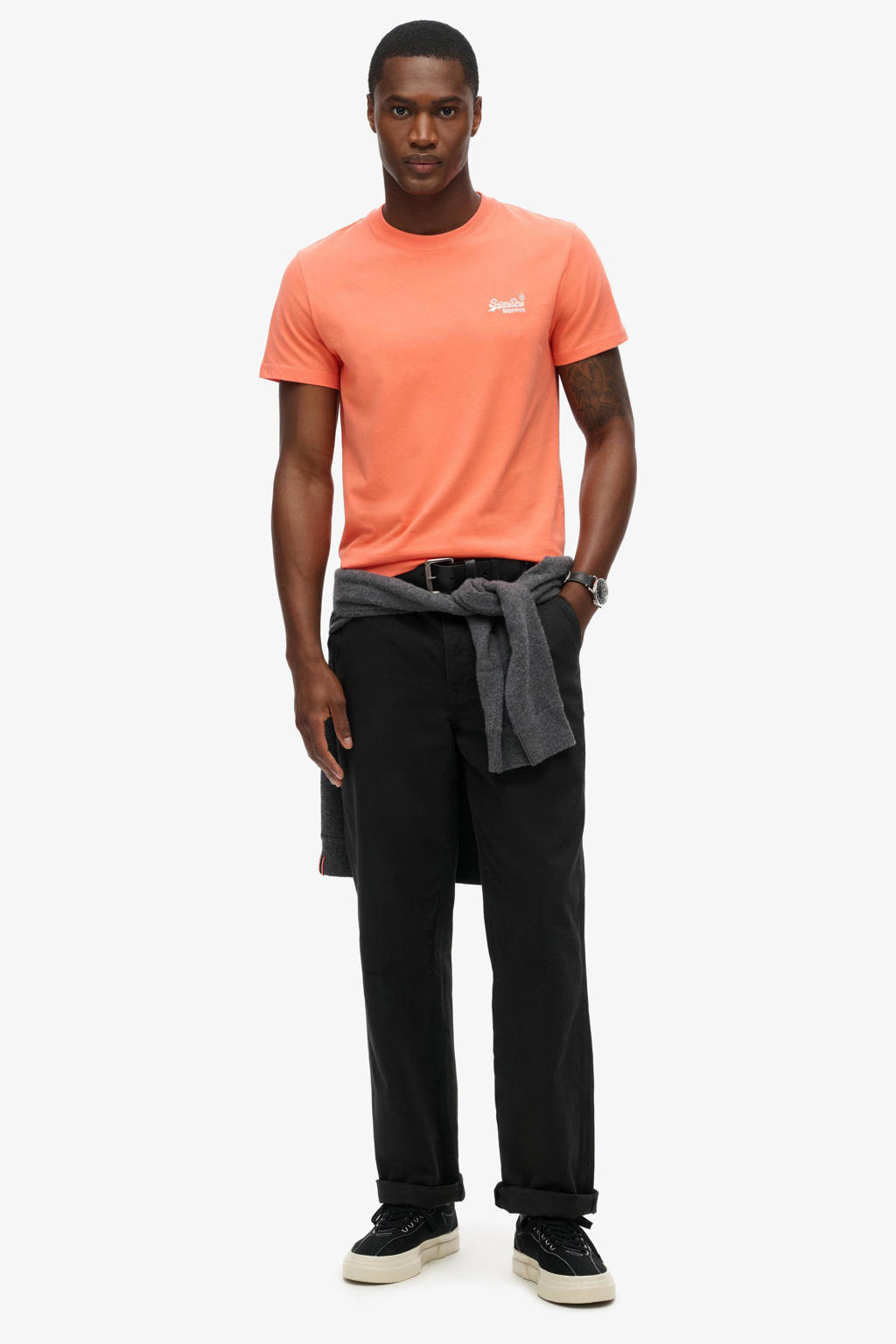Superdry slim fit t-shirt oranje