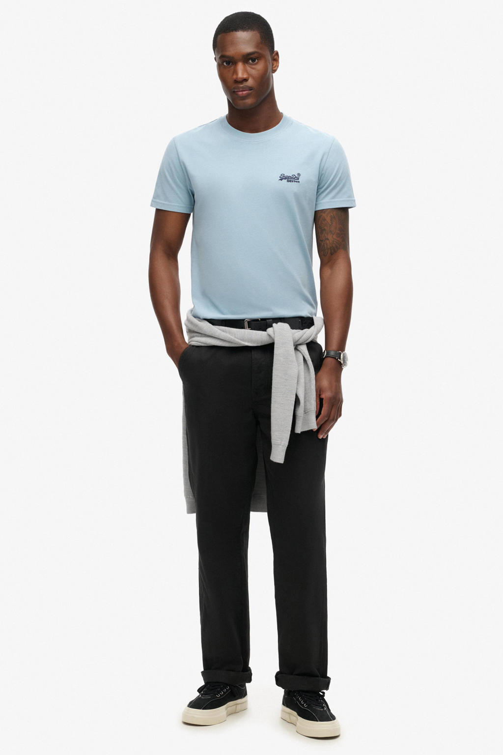 Superdry slim fit t-shirt lichtblauw