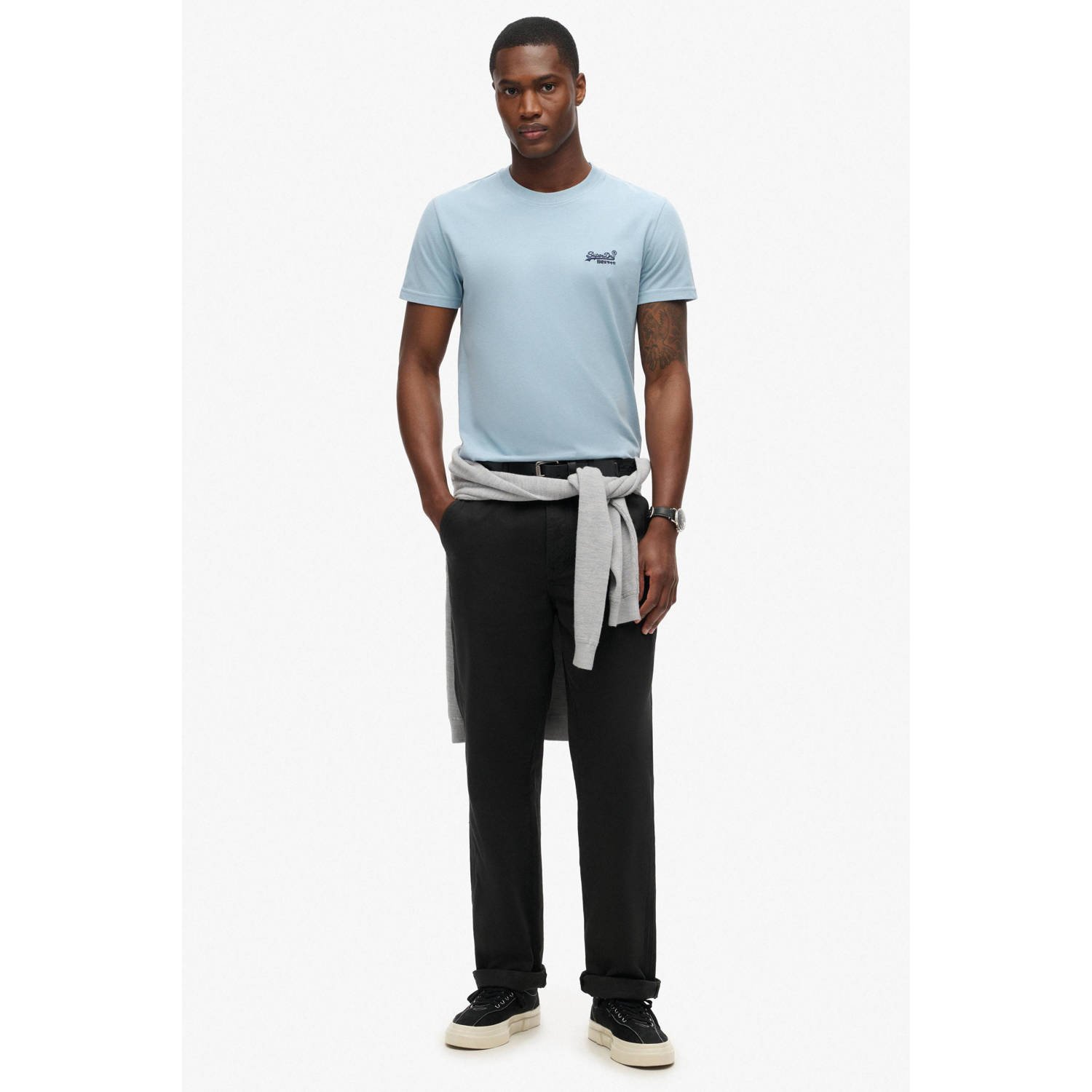 Superdry slim fit t-shirt lichtblauw