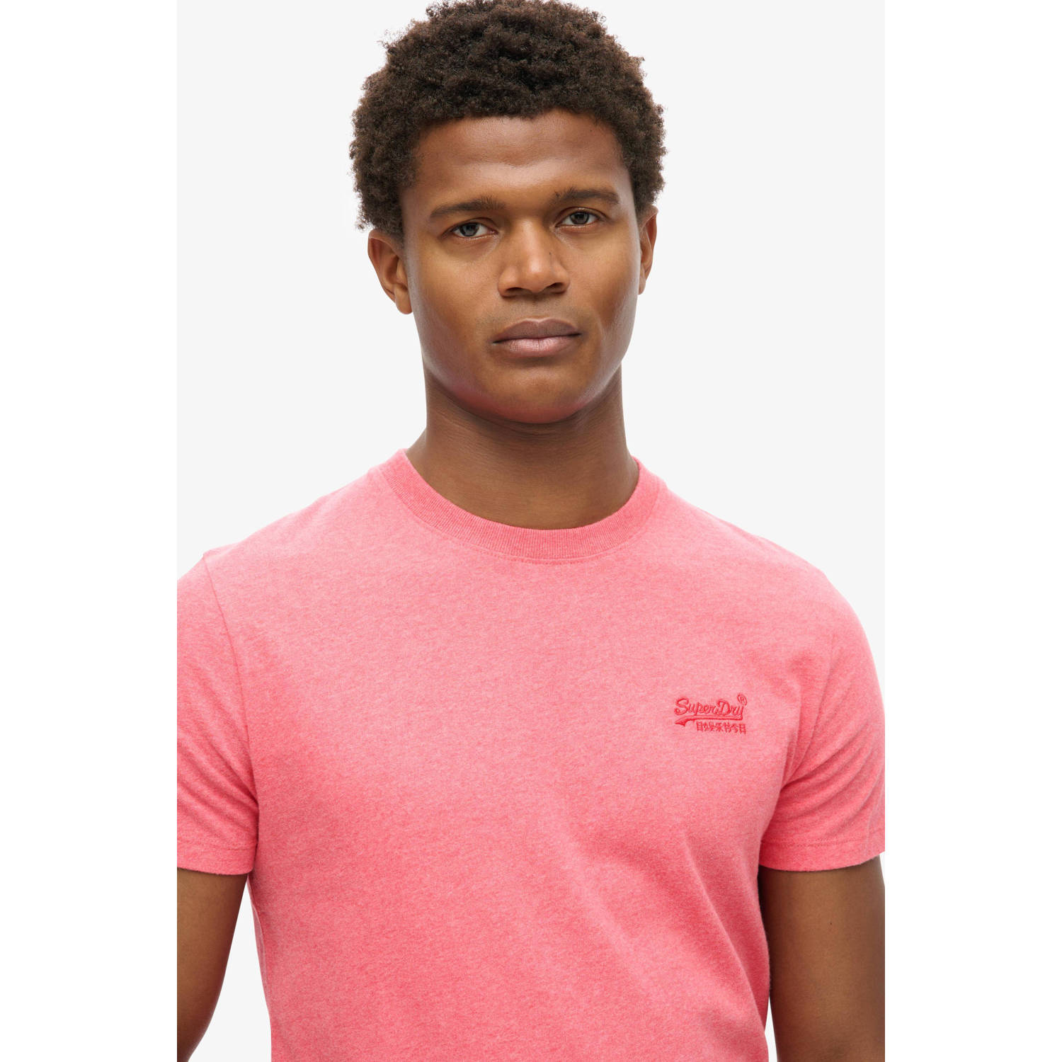 Superdry slim fit t-shirt lichtroze