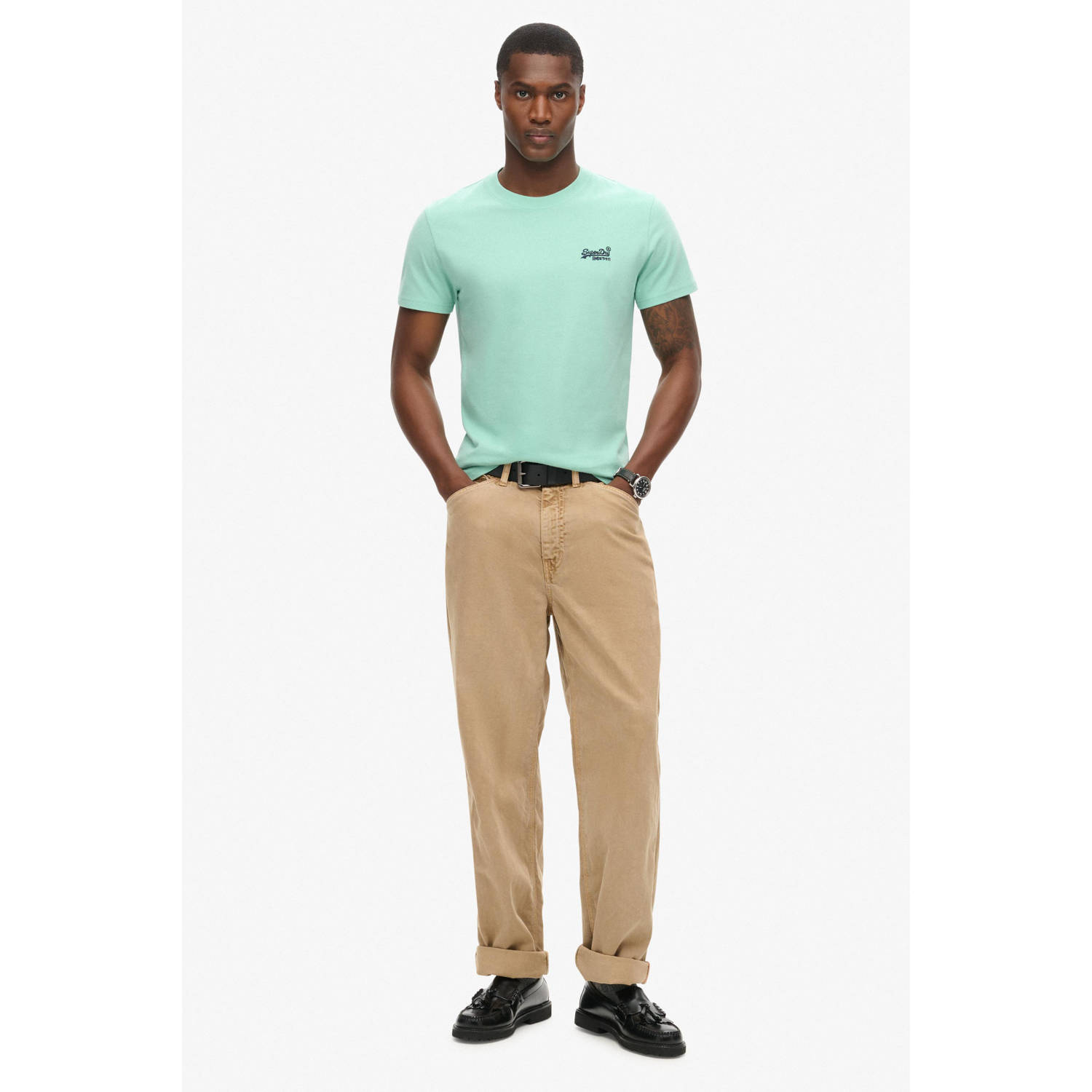Superdry slim fit t-shirt lichtgroen