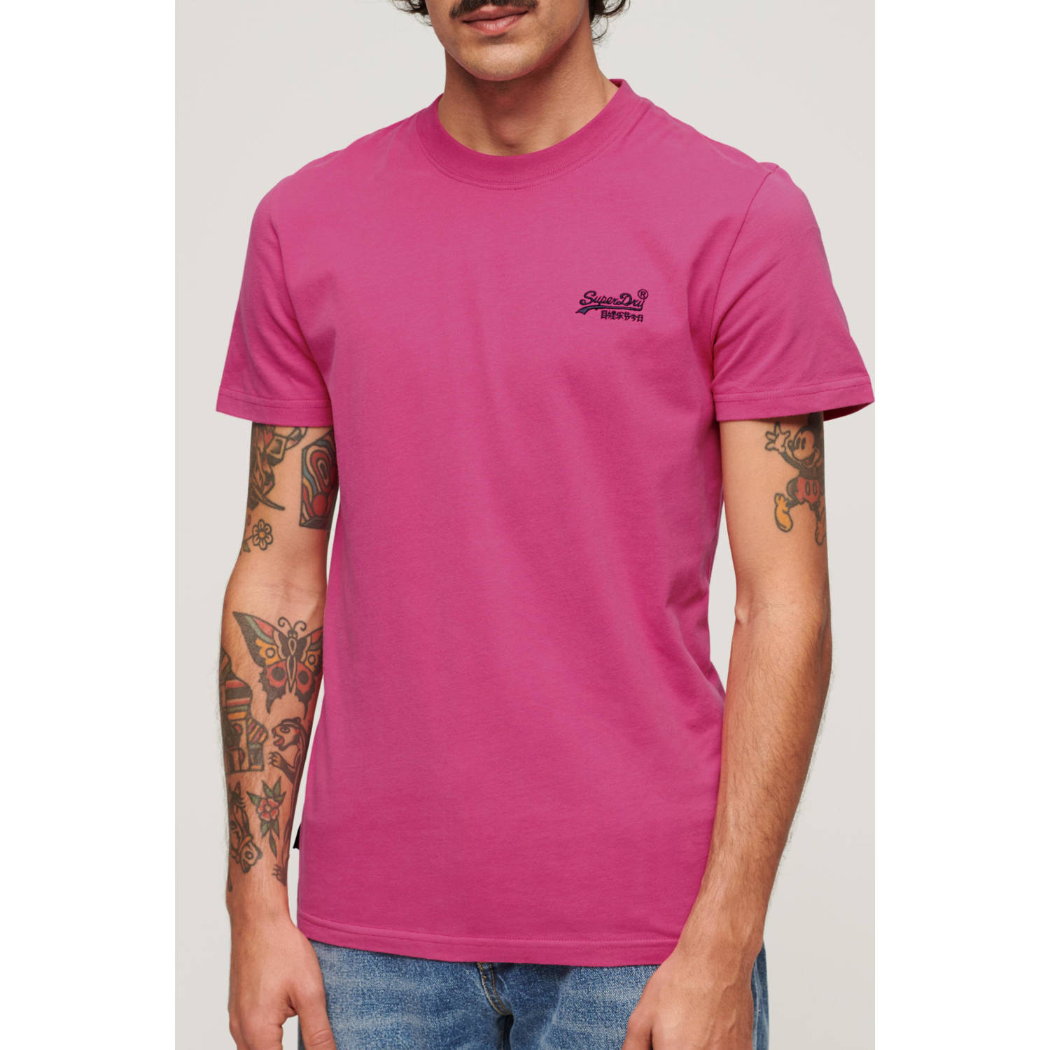 Superdry slim fit t-shirt roze