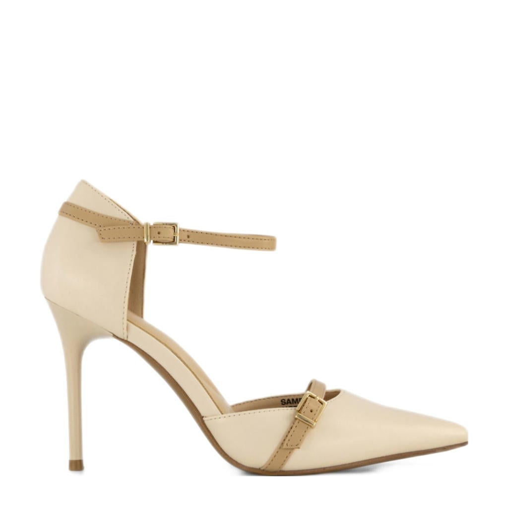 Beige dames Graceland pumps van imitatieleer met gesp