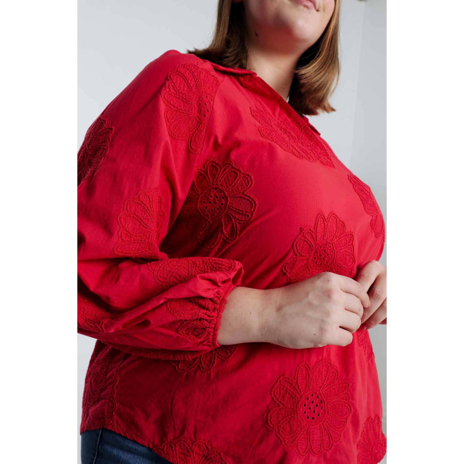 Paprika blousetop rood broderie