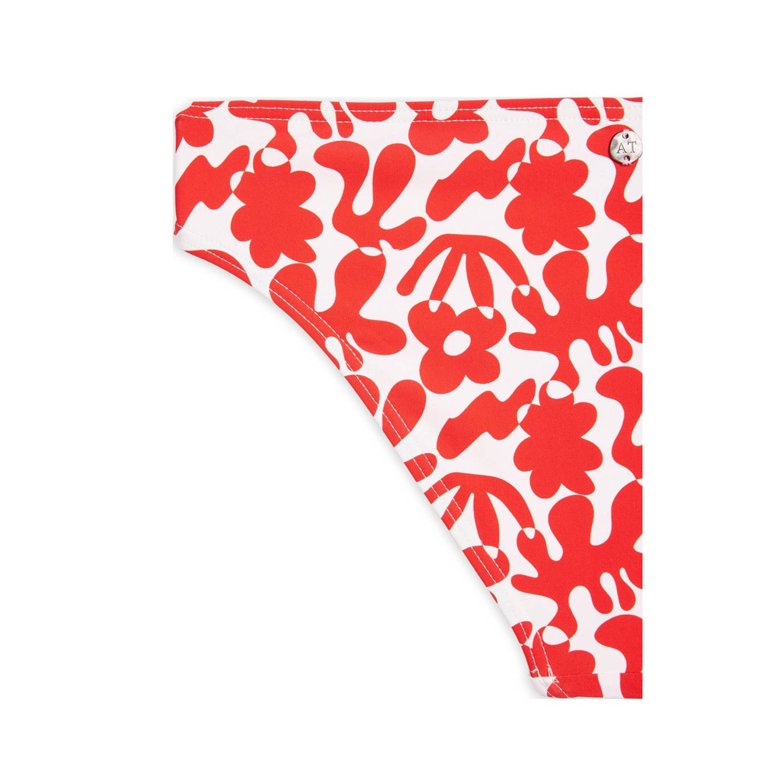 America Today crop bikini met koraalprint rood